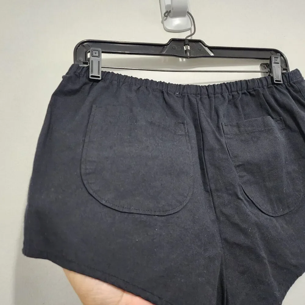 NEW By Anthropologie Women's Black Linen Tap Shorts Pull-on Resort Travel Size M - Picture 4 of 16